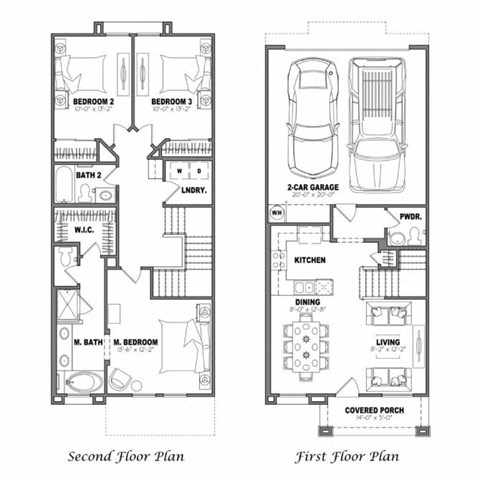 Floor plan for 3 beds, 2.5 baths, 1410 sqft